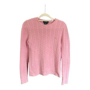 RALPH LAUREN Iconic Cashmere Cable Knit Sweater Crewneck Pink M